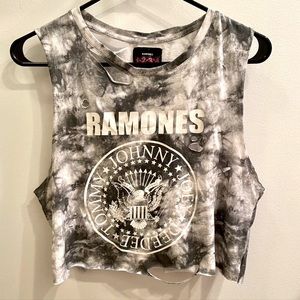 Distressed Tie Dye Ramones Cropped Tank